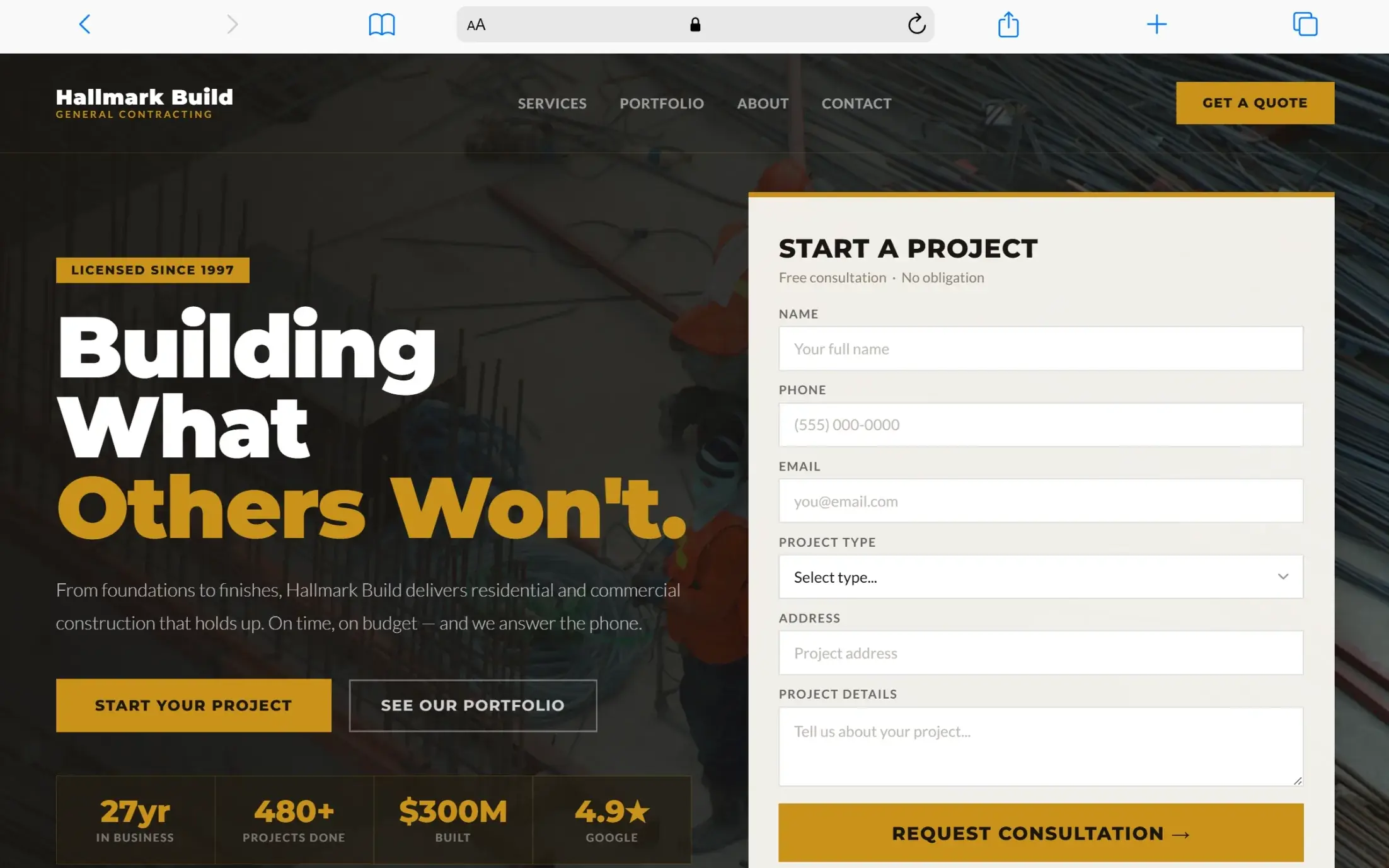 General Contractor website